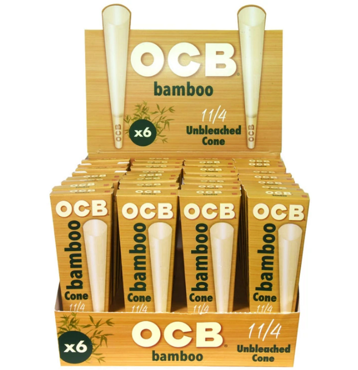 OCB Bamboo Pre-Rolled Cones 1¼ Size - 6 Pack